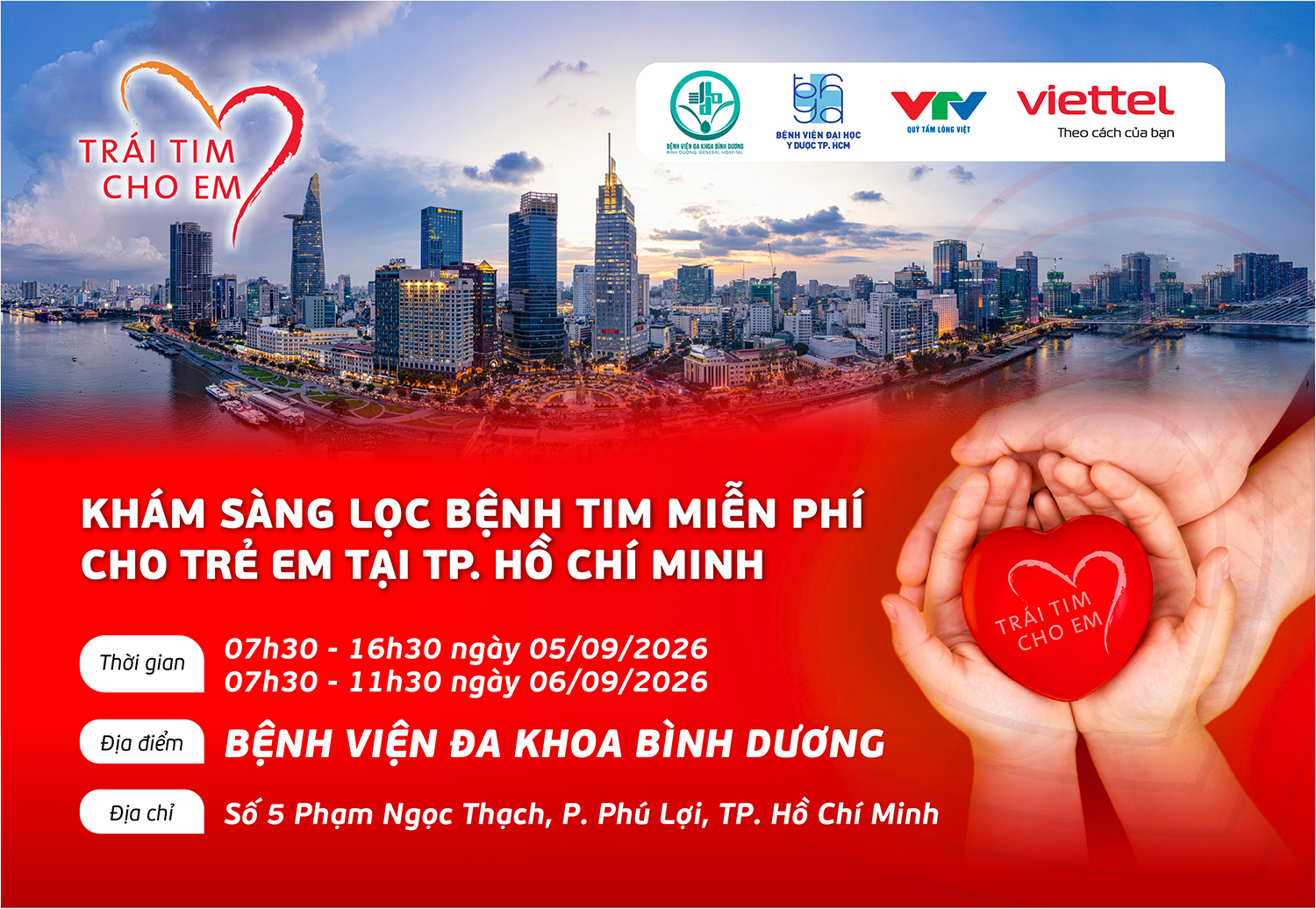“Trái tim cho em” sẽ khám sàng lọc miễn phí bệnh tim bẩm sinh tại Thành phố Hồ Chí Minh